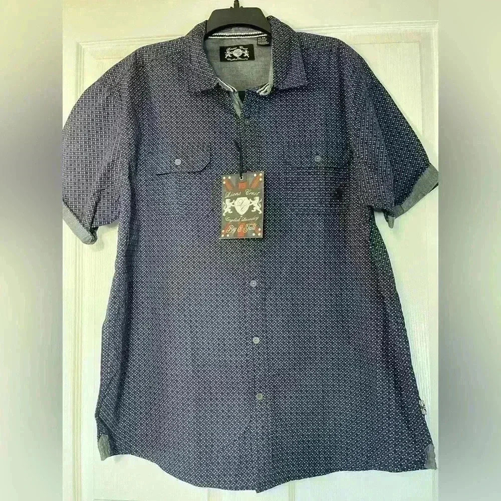 Lions Crest By English Laundry NWT Men’s Button Down Navy Blue Shirt XXL - Picture 11 of 11